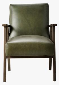 Dan Leather Armchair in Pine Green