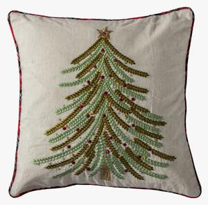Green Embroidered Tree Cushion
