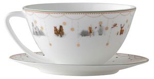 Wik & Walsøe Julemorgen Story teacup with saucer White-multi