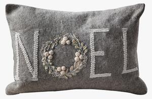 Embroidered Noel Natural Cushion