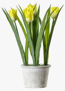 Faux Potted Tulips, Yellow