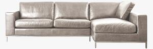 Cortina Leather Chaise Sofa in Grey