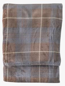 Jericho Checked Flannel Throw in Silver and Beige
