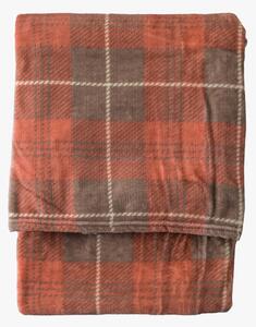 Jericho Checked Flannel Throw in Pink and Beige