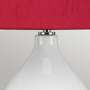 Elstead Isla fabric table lamp polished nickel/red