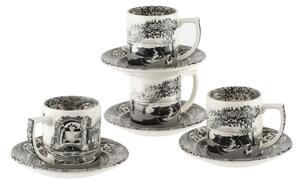 Spode Black Italian espresso cup with saucer 4-pack 9 cl