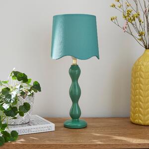 Elsie Tall Scalloped Table Lamp Green