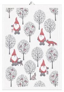 Ekelund Linneväveri Tomteliv kitchen towel 35x50 cm grey-red