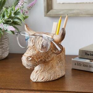 Highland Cow Glasses Holder & Pot Brown