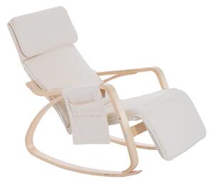 HOMCOM Rocking Lounge Chair Recliner Relaxation Lounging Relaxing Seat with Adjustable Footrest, Side Pocket and Pillow, Cream White