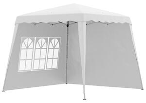 Outsunny Pop Up Gazebo 2.9 x 2.9m with 2 Side Panels, Adjustable Height, Slant Legs, UV50+ Protection, Carry Bag, White