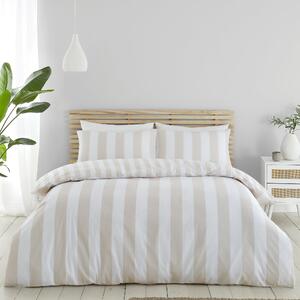 Catherine Lansfield Cove Stripe Natural Duvet Cover and Pillowcase Set Natural