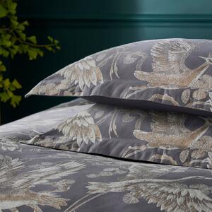 Dorma Gilded Crane Charcoal Oxford Pillowcase Pair Charcoal