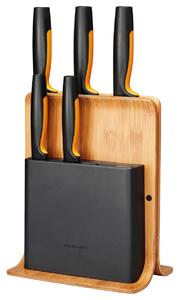 Fiskars Functional Form knifeblock in bamboo with 5 knives 6 pieces