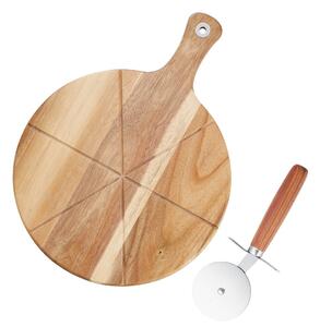 Dorre Sade pizza set: pizza cutter, cutting board Ø32 cm Acacia