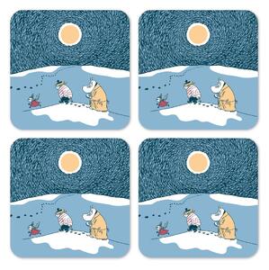 Opto Design Snow moonlight coaster winter 2021 4-pack 9x9 cm