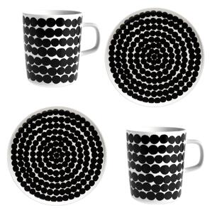 Marimekko Räsymatto breakfast set White-black