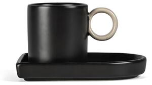 Byon Niki espressocup with saucer Black-beige