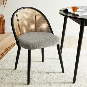 Luella Cane Dining Chair, Boucle Grey