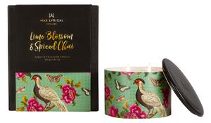 Lime Blossom & Spiced Chai Twin Wick Wax Filled Candle Black