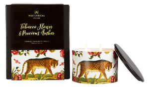 Tobacco Flower & Precious Amber Twin Wick Wax Filled Candle Black
