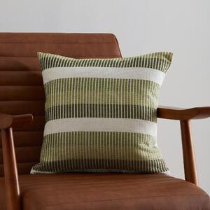 Chenille Stripe Green Cushion Green/White