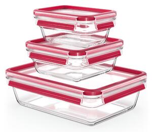 Tefal MasterSeal Glass lunch box 3-pack Red