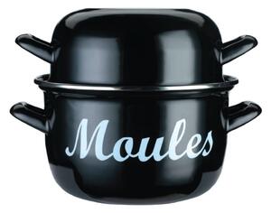 Kitchencraft World of Flavours Enamelled Steel Large Mussel Pot 24cm Black