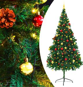 Artificial Pre-lit Christmas Tree with Baubles Green 210 cm