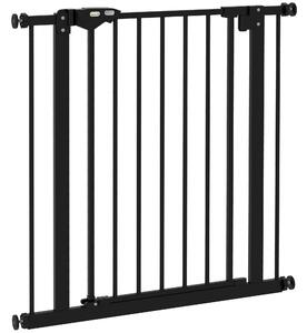 PawHut Adjustable Metal Dog Gate, Safety Barrier for Pets, 74-80cm Wide, Easy Installation, Black Aosom UK