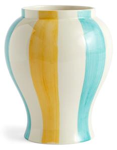 HAY Sobremesa stripe vase L 25 cm Green-yellow
