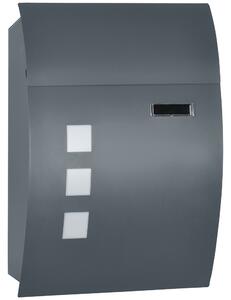 HOMCOM Wall Mounted Letter Box, Weatherproof Post Box for Outside Wall, Modern Mailbox with 2 Keys, Viewing Windows and Nameplate, Anthracite Grey