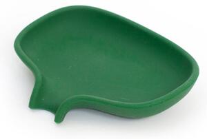 Bosign Soap tray with concealed drain spout in silicone - small 8.5x10.8 Dark green
