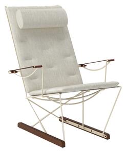 Massproductions Spark lounge chair, ivory-walnut stained beech Romo Ruskin Quill 7757/10