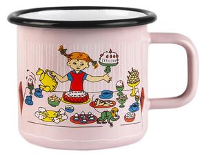 Muurla Pippi's birthday enamel mug 3.7 dl Pink