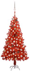 Artificial Pre-lit Christmas Tree with Ball Set Red 120 cm PVC