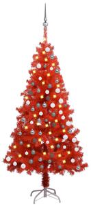 Artificial Pre-lit Christmas Tree with Ball Set Red 120 cm PVC