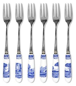 Spode Blue Italian dessert fork 6-pack Ceramic-stainless steel