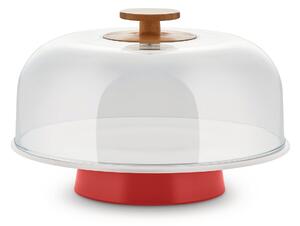 Alessi Mattina cake stand with glass cover Red