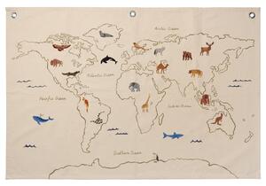 Ferm LIVING The world fabric map Off white