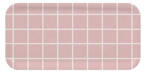 Muurla Checks & Stripes tray 13x27 cm Pink-white