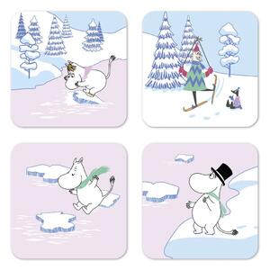 Opto Design Moomin coaster winter 2022 9x9 cm 4-pack Blue-white-pink