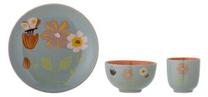Bloomingville Meadow children's dinnerware stoneware 3 pieces Flowers