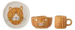 Bloomingville Kittie children's dinnerware stoneware 3 pieces Cat