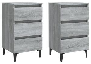 Bed Cabinets with Metal Legs 2 pcs Grey Sonoma 40x35x69 cm
