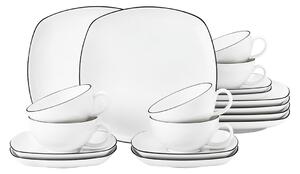 Seltmann Weiden Lido black lines tea service square 18 pieces White with black edge