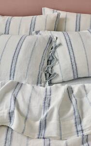Dusk Blue Farmhouse Stripe 100% Linen Pillowcases (Pair) | Standard | Piglet in Bed