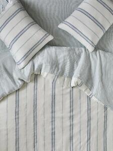 Dusk Blue Farmhouse Stripe 100% Linen Duvet Cover | Single | Piglet in Bed