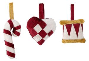 Bloomingville Velua hanging decorations 3 pieces Red