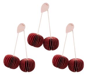 Broste Copenhagen Cherry hanging decorations 3 pieces Pompeian red